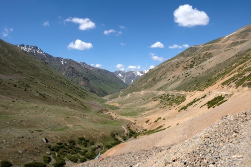 Weg naar Kara-Buura pas (3300 meter)